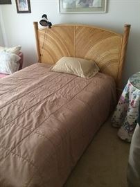 McGuire Style Wheat Sheaf Queen Bed Headboard 