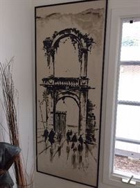 Mid Century Wallpaper panel framed 