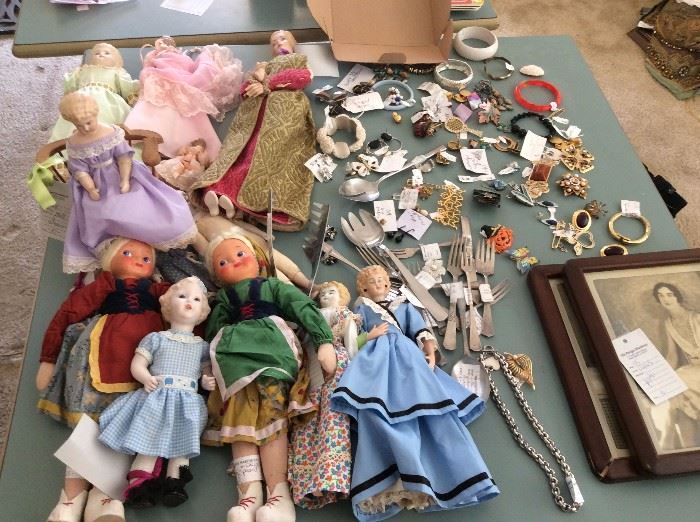 Vintage Dolls and costume Jewelry -WS