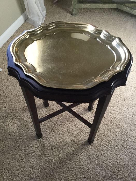 Cherry Wood Accent Table w/Serving Tray.