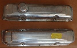 2 VINTAGE CHROME EDELBROCK VALVE COVERS