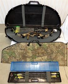 HOYT ZR 200 BOW BEMAN 400 CARBON ARROWS 3 PIN FIBER OPTIC BOW SIGHT HARD CASE CAMOUFLAGE SOFT CASE 
