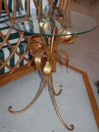Gold Floral Side Table