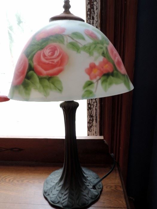 Lamp with Rose Glass Shade