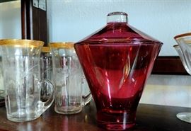 Art Deco Cranberry Glass