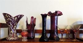 Purple Glass Art Vases
