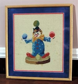 Clown Needlepoint Picture