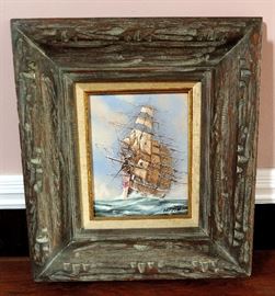 Framed Ship Painting
