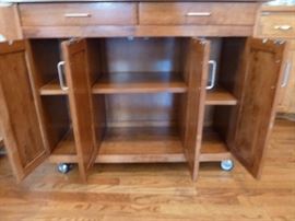 Kitchen island stainless steel top on castors