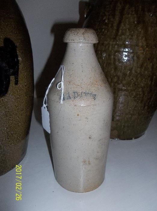 G. A. Davis pottery bottle
