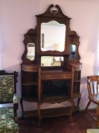 #4 Antique French provincial shelf with mirror back 48x15x84 $575 