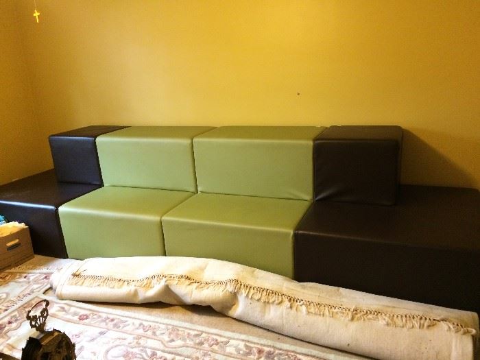 #89 3 Green sofas 36 w and 3 brown sofa 40 w sectionals $75 each