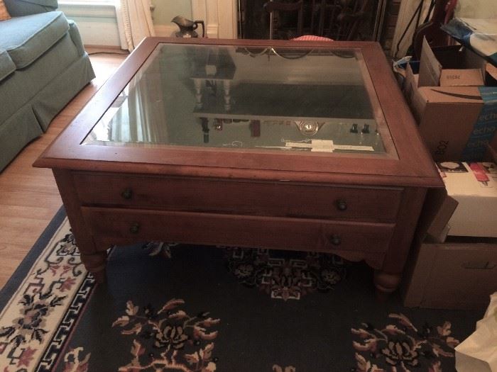 Ethan Allen Glass Top Coffee Table