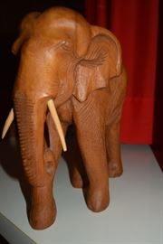 Wood carving of an elephant