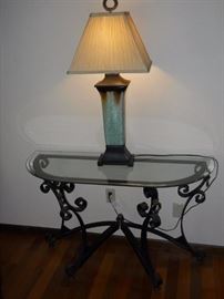 Beveled glass Top sofa table very ornate great quality
