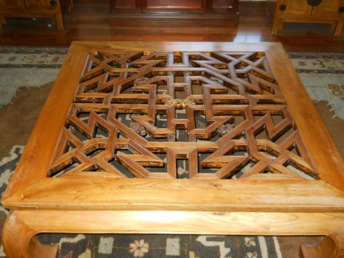 From the Orient carved by hand elm wood coffee table very modern