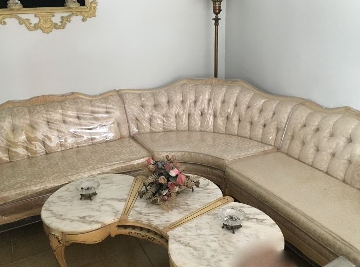 Vintage sectional sofa....has been kept covered for 40+ years! 