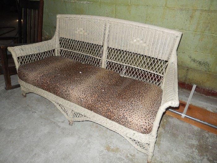 Wicker Patio Sofa and one chair