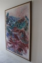 Very large framed abstract painting 