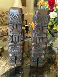 Peruvian hand carved Inca figures ca 1920