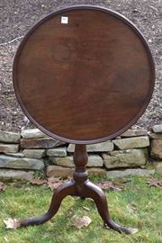 Period tilt top table - minor patches to feet, dish top, early 19th century or late 18th century