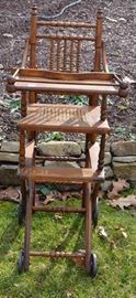 Victorian high chair with caned seat
