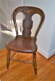 Pair of early paint decorated side chairs