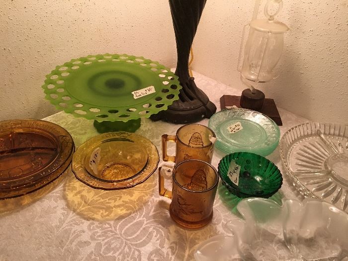 old glass ,childrens vintage glass items