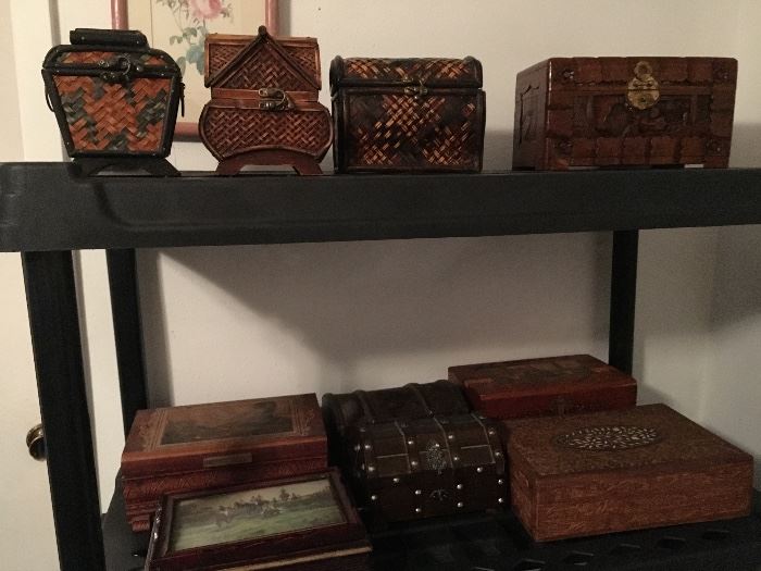 lots of little storage boxes and baskets 