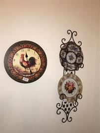 Rooster Clock and Plates