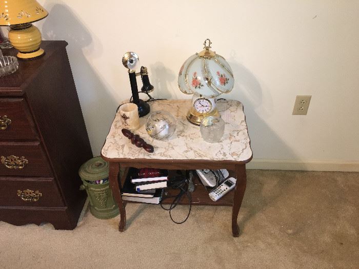 Side Table and Reproduction Old Style Phone