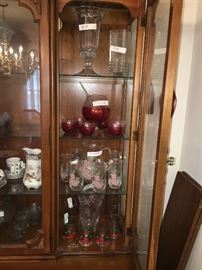 Cranberry Glass Mixer and Glass Set