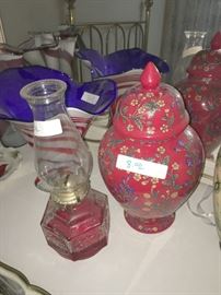 Kerosene Lamp and Vase