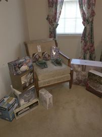 Boxed Items and Mid-century Chair