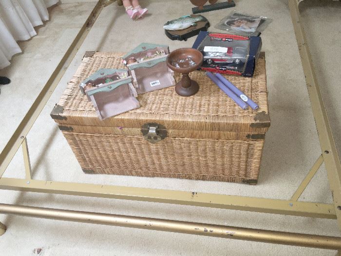 Wicker Style Trunk With Linens
