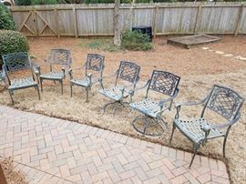 2 rockers and 4 stable patio chairs