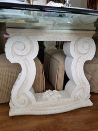 base of Lexington House dining table with glass top