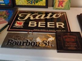 ASSORTED VINTAGE BEER SIGNS
KATO BEER SIGN  / BOURBON ST SIGN