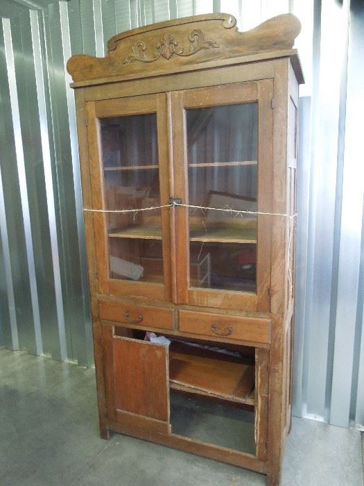 Glass Front Pie Safe Jelly Cupboard Cabinet in need of repair