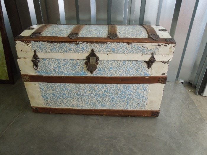 Victorian Embossed Tin Steam Trunk 