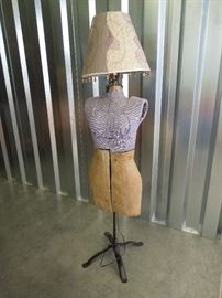 Unique Dressform Converted Lamp with Handmade Needlework Customized Shade