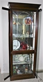 Etched Glass Lighted Curio Cabinet