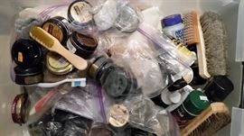 A huge tote box of shoe shining stuff