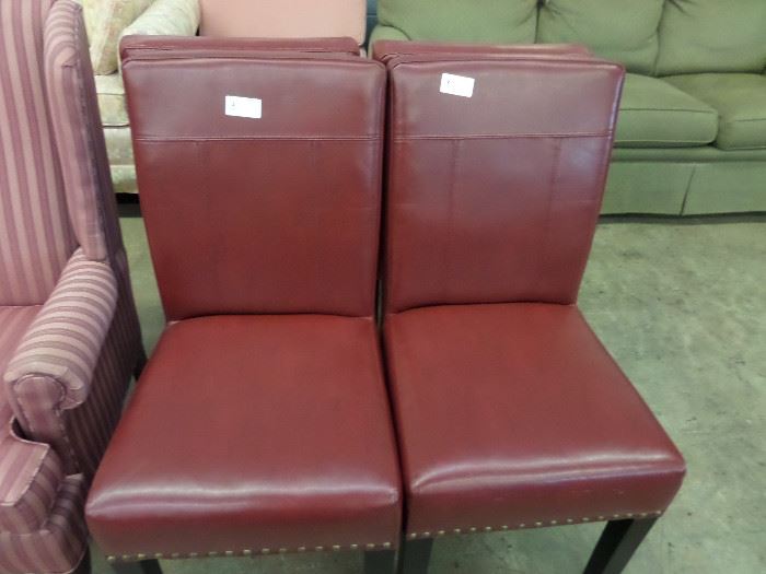 SET OF 4 LEATHER PARSONS CHAIRS