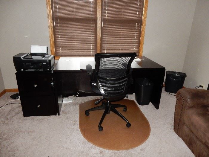Scandinavian Furniture Desk, Chair, Matching File Cabinet and Chair Mat