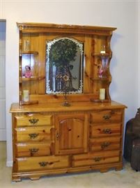 BEAUTIFUL SOLID WOOD DRESSER, WE HAVE THE MATCHING "KING SIZE WATER BED" & NIGHT STANDS