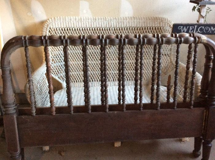 spool type bed frame, headboard and footboard only   great project piece!!!    Wall art?