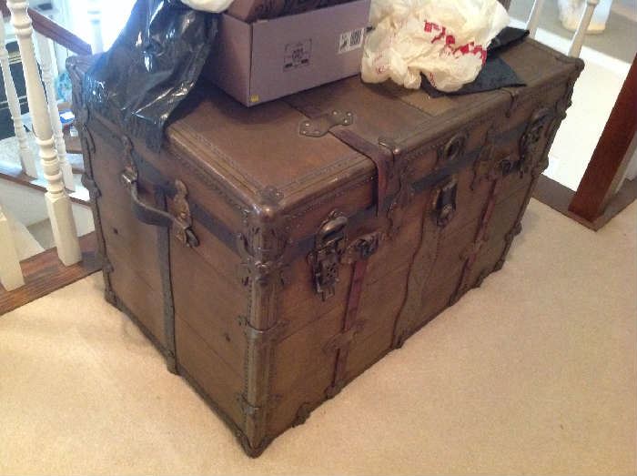 Antique Steamer Trunk $ 280.00. Price raised due to condition. Thank you !