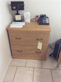 Wooden two drawer filing cabinet