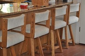 4 BAR STOOLS - OAK FRAMES